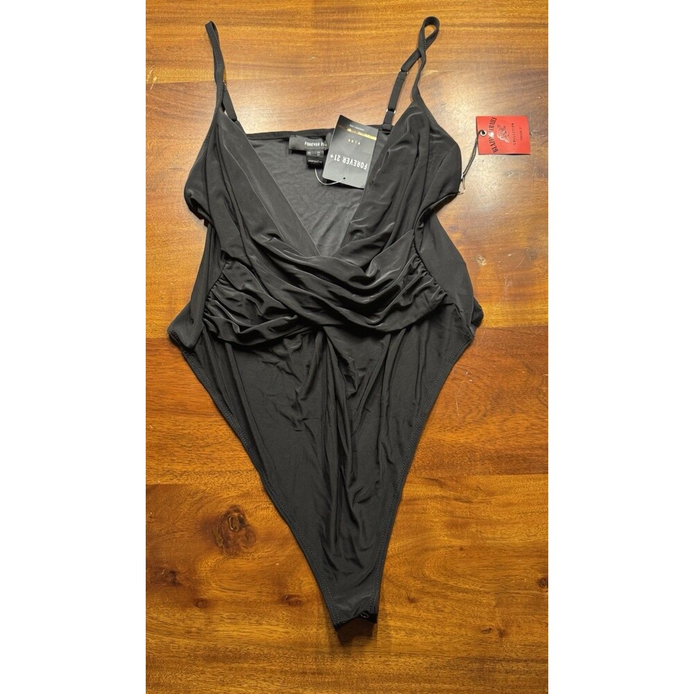 NWT Forever 21 Blazing Trails Black Ruched Cami Bodysuit Plus Sz 1X - NWT